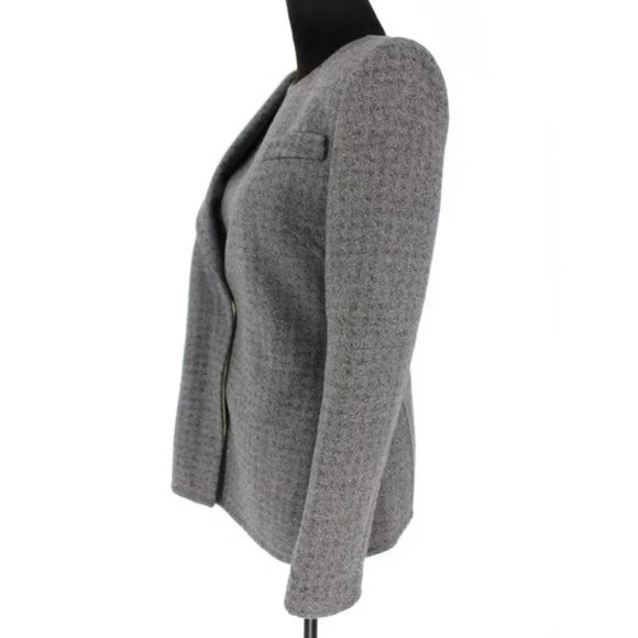 Giorgio Armani Grey Wool Asymmetric Blazer Jacket Silk Lime Green Trim 40 Small - Picture 4 of 8